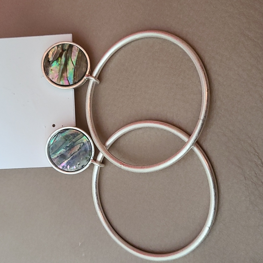Two for $20 ,SILVER CIRCLE LABRADORITE STUD EARRINGS